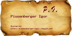 Pissenberger Igor névjegykártya